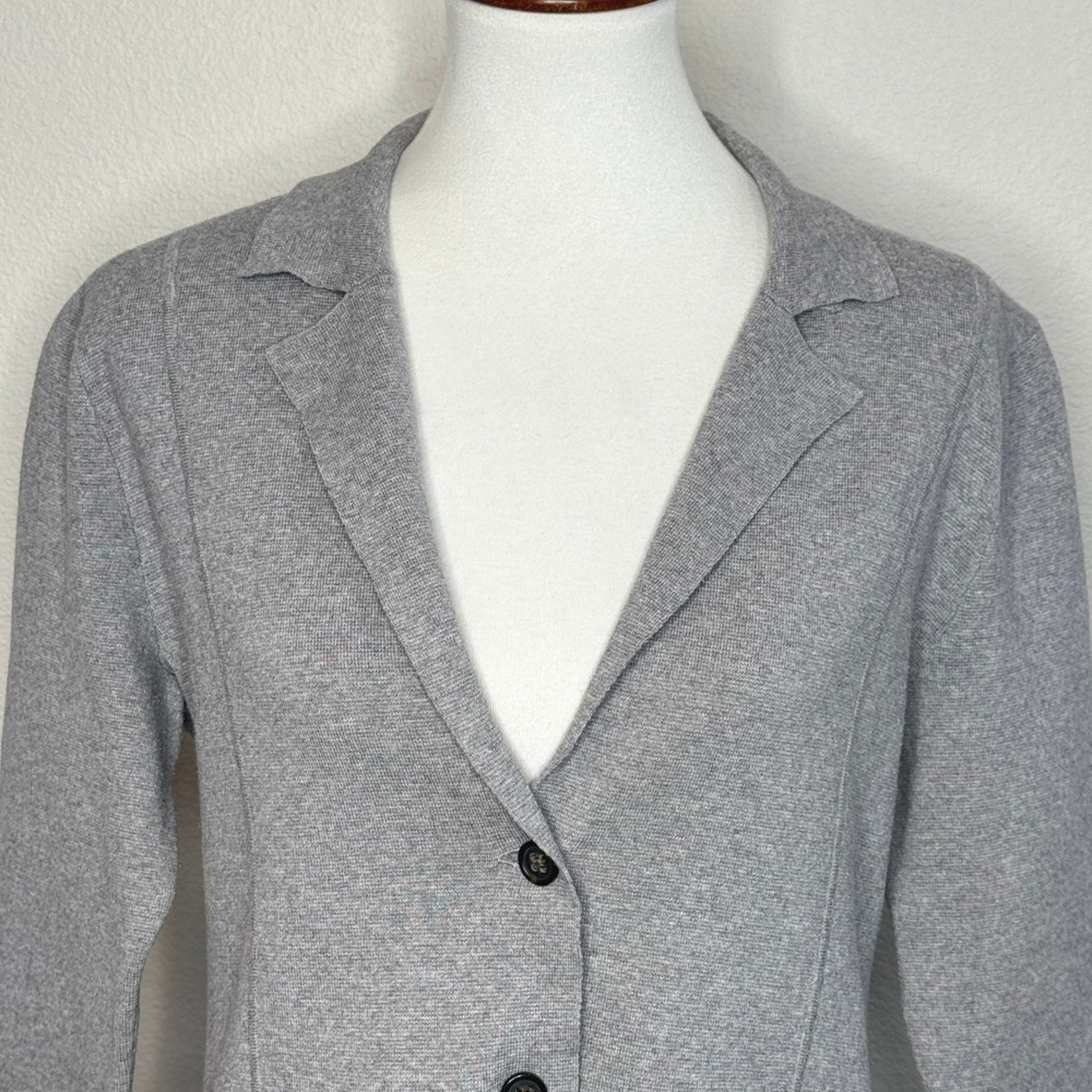 BANANA REPUBLIC Gray Cotton Blend Knit Blazer MEDIUM Lt Gray Casual‎ Office - Picture 2 of 11